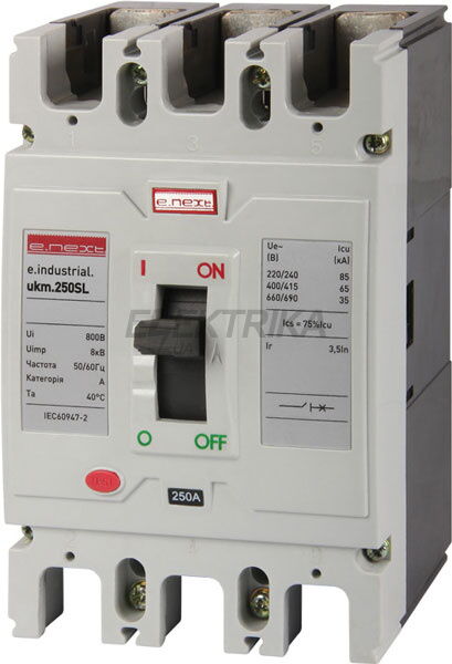 Автоматичний вимикач силовий E.NEXT e.industrial.ukm.250SL.125, 3р, 125А (i0660014)