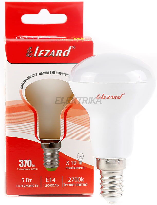 Світлодіодна лампа LED рефлектор Lezard R50 5W 2700K E14 220V (427-R50-1405)