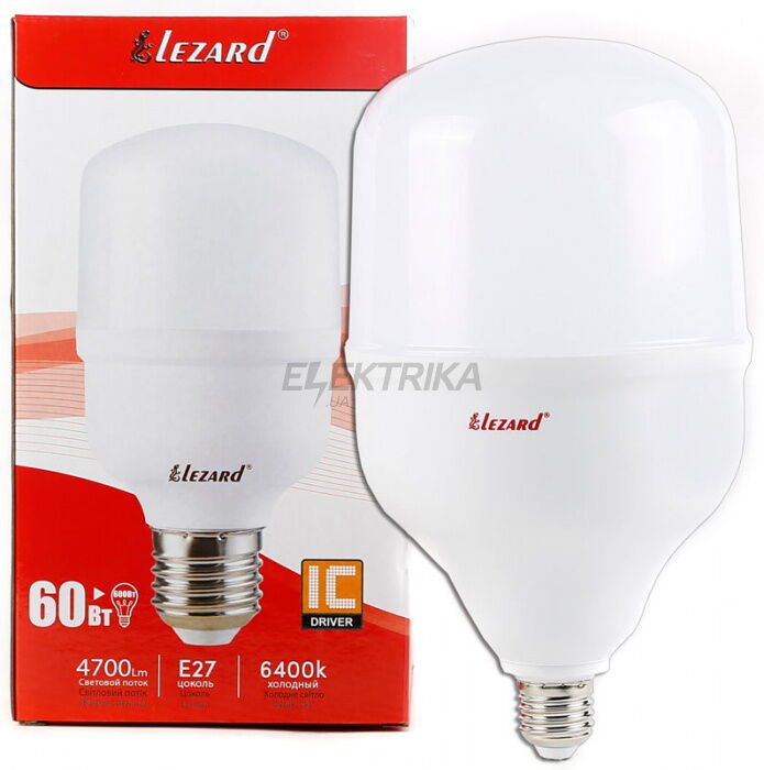 Світлодіодна лампа LED Lezard T140 60W 6400K E27 (464-T140-2760)