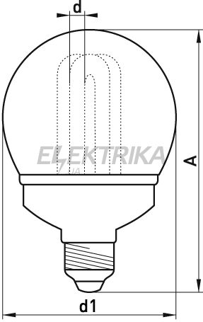 Лампа енергозберігаюча e.save.globe.E14.8.4200.t2, тип globe, патрон Е14, 8W, 4200 К, колба T2