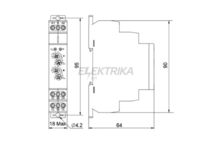 Реле часу асиметричного циклу NTE9-S1 AC/DC 12-240V (A0010240007)