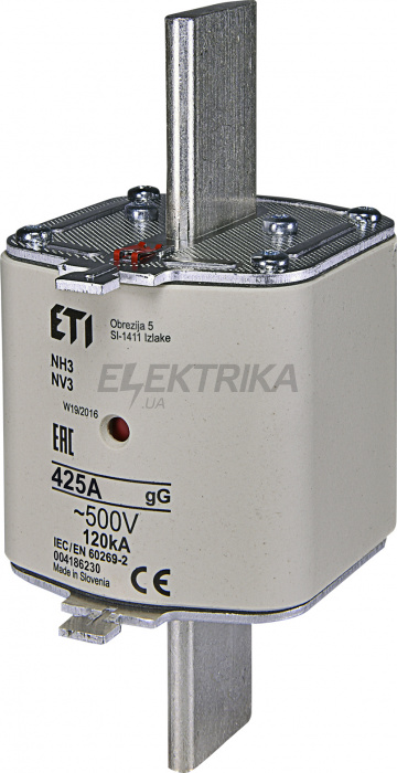 Плавка вставка запобіжник ETI NH3 gG 425A/500V 004186230