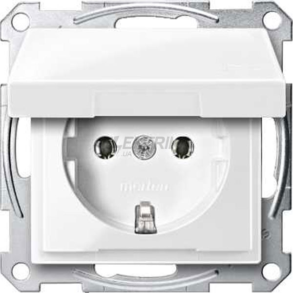 Механізм розетки SCHUKO з кришкою IP44, полярно-білий
