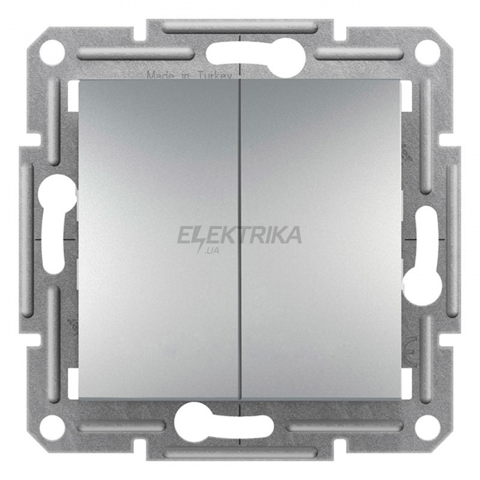 Вимикач двоклавішний кнопковий Schneider Electric Asfora алюміній (EPH1100161)