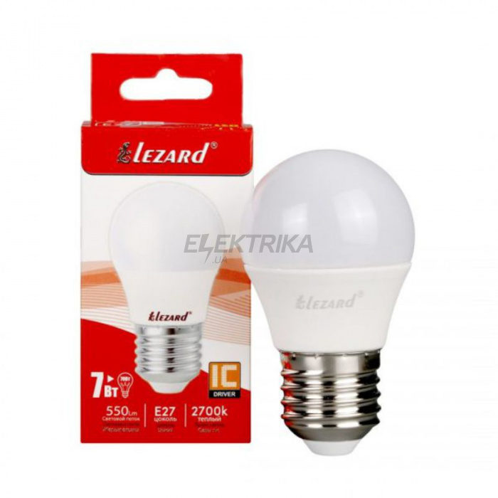 Світлодіодна лампа LED Lezard GLOB A45 7W 2700K E27 220V (427-A45-2707)