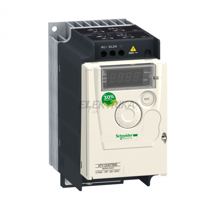 Привід із регульованою частотою обертання Schneider Electric Перетворювач частоти ATV12 0.75кВт 240В 1ф ATV12H075M2