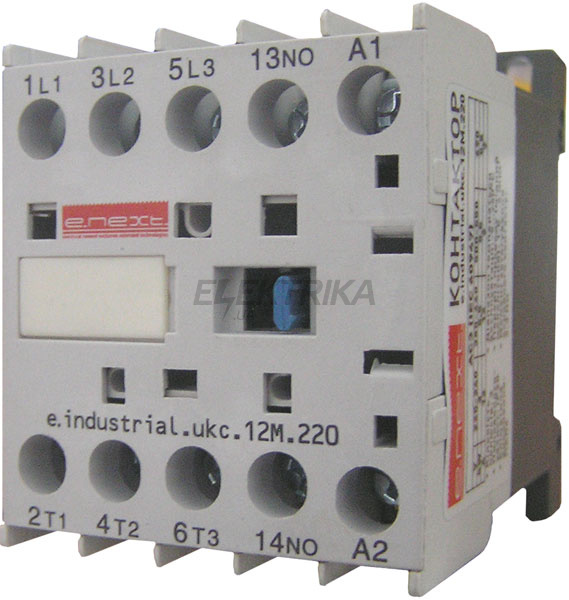 Контактор малогабаритний E.NEXT e.industrial.ukc.12M.220.NO, 12А, 220В, no (i.0090018)