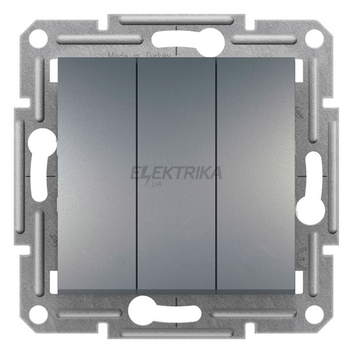 Вимикач триклавішний Schneider Electric Asfora сталь (EPH2100162)