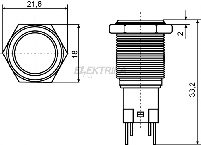 Кнопка металева АСКО-УКРЕМ TYJ 16-311 1NO+1NC з фіксацією (A0140010090)