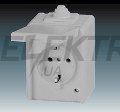 Розетка із заземленням та кришкою, сірий, IP44, Praktik, Elektro-Praga