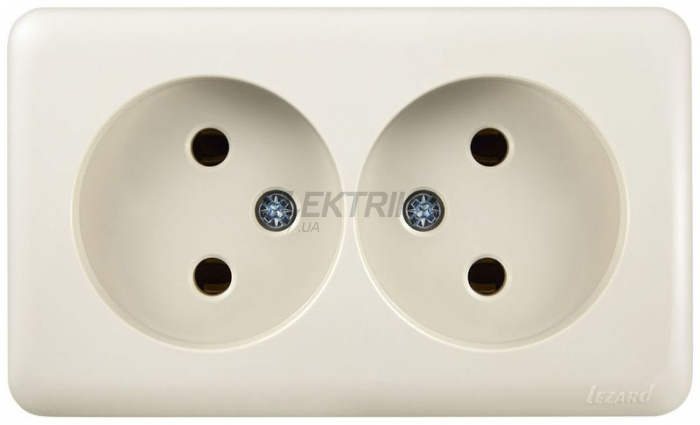 Розетка подвійна Lezard Viola закритий корпус крем (751-0300-128)