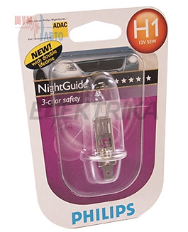 Автомобільна лампа H1 12В 55Вт P14, 5S NGDL NIGHTGUIDE (упаковка - 2 шт.) Double Life