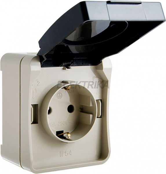 Розетка 2Р+PEРЗ16-З-IP54
