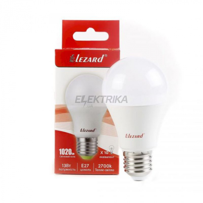 Світлодіодна лампа LED Lezard GLOB A60 13W 2700K E27 220V (427-A60-2713)