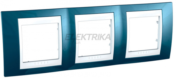 Рамка 3 посту Schneider Electric Unica блакитний лід/білий (MGU6.006.854)