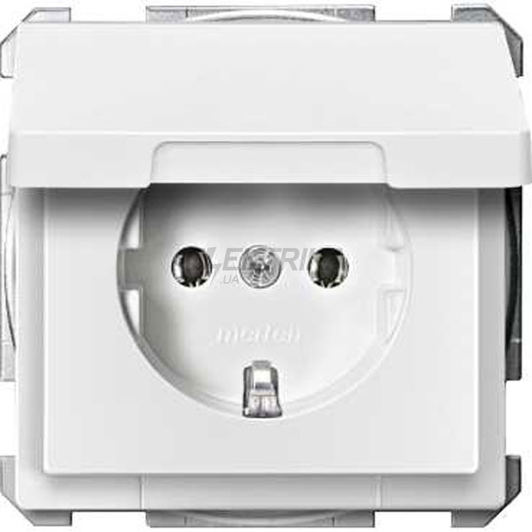 Механізм розетки SCHUKO з кришкою, IP44, полярно-білий