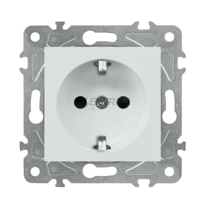 Розетка з заземленням Schuko, білий глянець QUAD (QAD1012W)