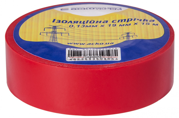 Ізолента АСКО-УКРЕМ 0,13мм*19мм/15м червоний (A0150020030)