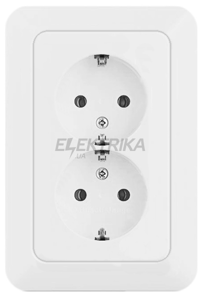 Розетка подвійна із заземленням, білий, 16A, 250V, Tango, Elektro-Praga