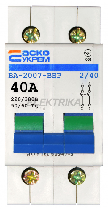 Вимикач-роз'єднувач АСКО-УКРЕМ ВА-2007 ВРН 2р 40А (A0010070010)