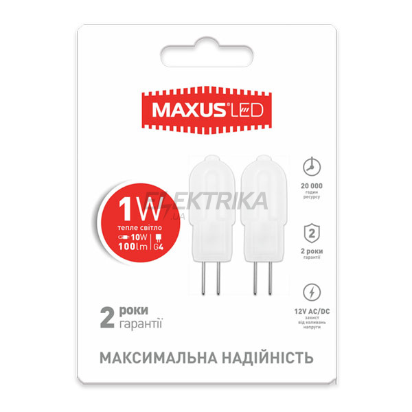 Лампа світлодіодна G4 1W 3000K 12V AC/DC (2-LED-205)