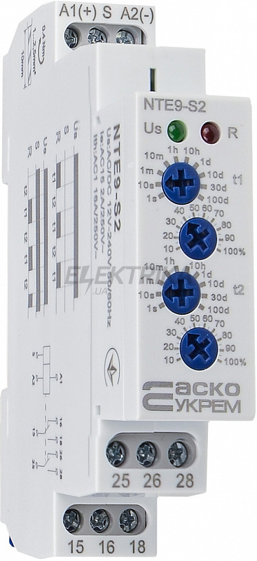 Реле часу асиметричного циклу NTE9-S2 AC/DC 12-240V (A0010240008)