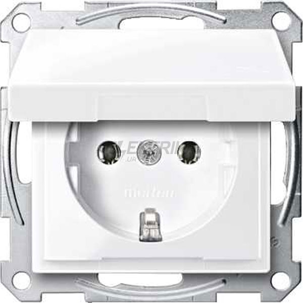 Механізм розетки SCHUKO з кришкою IP44, активний білий