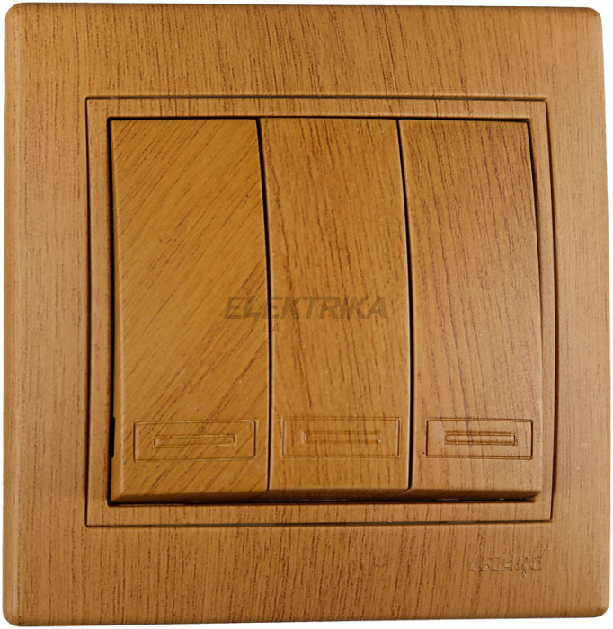 Вимикач триклавішний Lezard Mira дуб темний (701-5151-109)