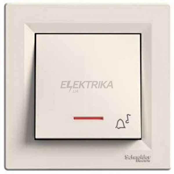 Вимикач "Дзвінок" кнопковий Schneider Electric Asfora з підсвічуванням кремовий (EPH1700123)