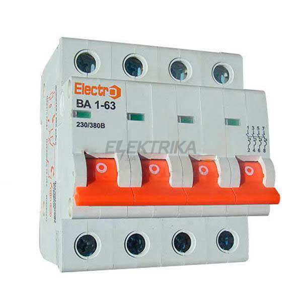 Автоматичний вимикач ВА1-63, 4 полюси, 40A, 4,5кА, х-ка С