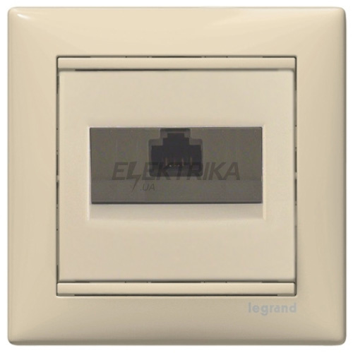 Інформаційна розетка кат.6, слонова кістка із захватами, RJ 45 UTP -1 вихід, Valena