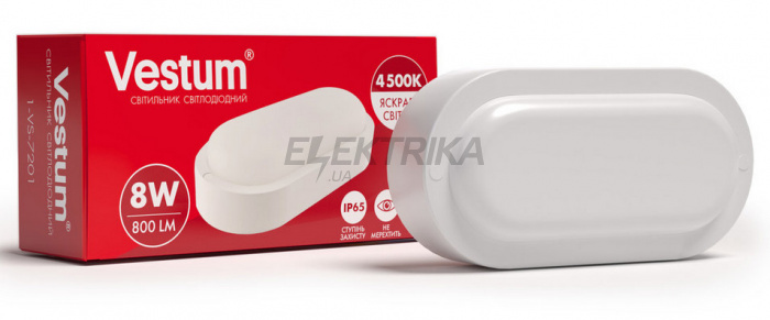 Світильник світлодіодний ЖКГ Vestum LED 8W овал 4500K 220V (1-VS-7201)