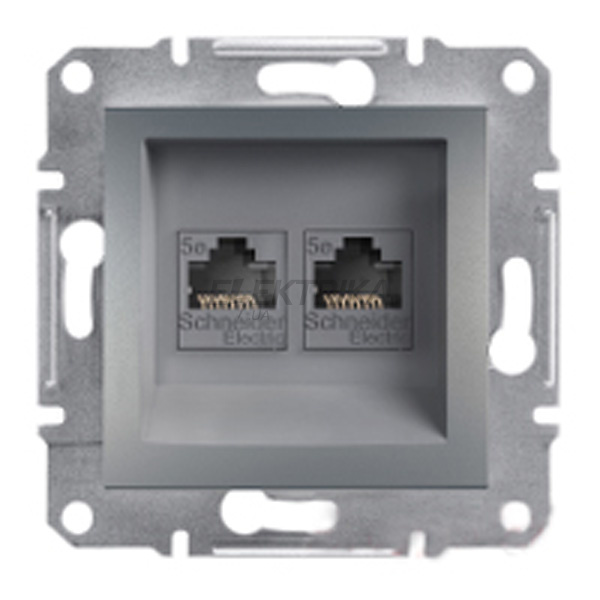 Розетка комп'ютерна+телефонна Schneider Electric Asfora сталь (EPH4900162)