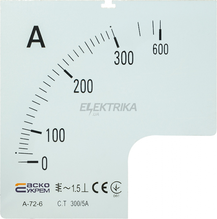 Шкала для амперметра А-72-6 АСКО-УКРЕМ 300/5А (A0190010072)