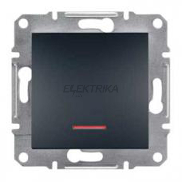 Перемикач прохідний одноклавішний Schneider Electric Asfora самозатискач з підсвічуванням антрацит (EPH1500171)