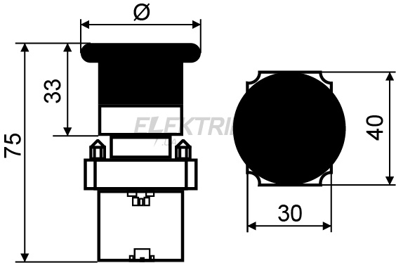 Кнопка безпеки АСКО-УКРЕМ XB2-BS642 повернення поворотом (A0140010083)