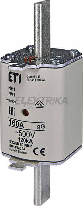 Плавка вставка запобіжник ETI NH1 gG 80A/690V 004184321