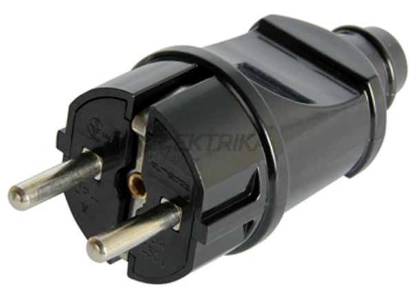 Вилка побутова e.plug.straight.004.16, з з/к, 16А пряма чорна
