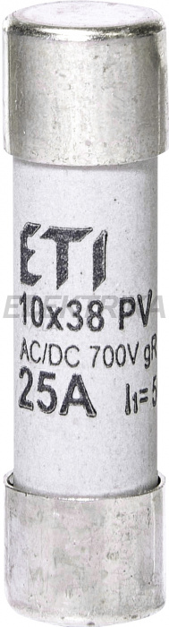 Плавка вставка запобіжник ETI CH10x38 gR 25A/700V AC/DC 002625025