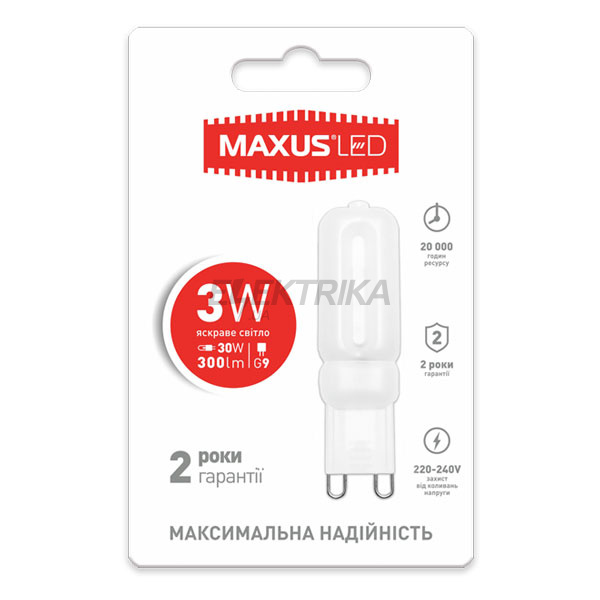 Лампа світлодіодна G9 3W 4100K 220V (1-LED-204)