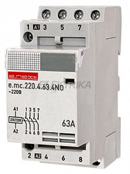 Контактор модульний E.NEXT e.mc.220.4.63.4NO, 4р, 63А, 4NO, 220В (p005009)