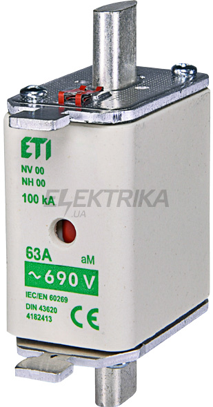 Плавка вставка запобіжник ETI NH00 aM 125A/690V 004111735