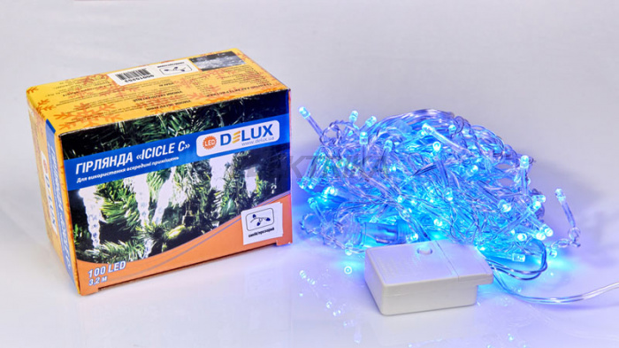 Гірлянда внутрішня DELUX ICICLE З 100LED 3,2х0,7m синій/прозорий IP20 (90015253)