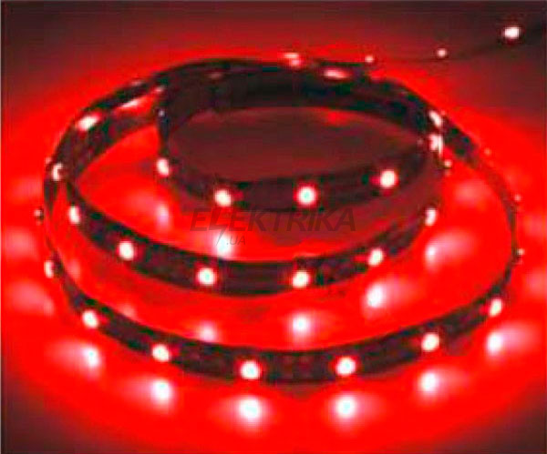 Стрічка світлодіодна LS603/LED-RL 60SMD(3528)/m 4.8W/m 12V 5m-8-0.22mm червоний на білому (блістер)