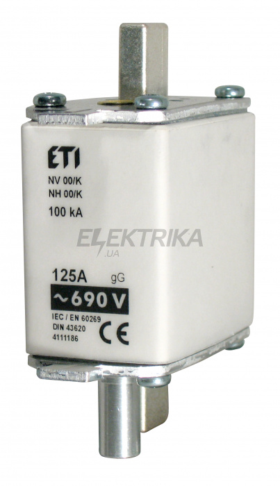 Плавка вставка запобіжник ETI NH00/K gG 125A/690V 004111186