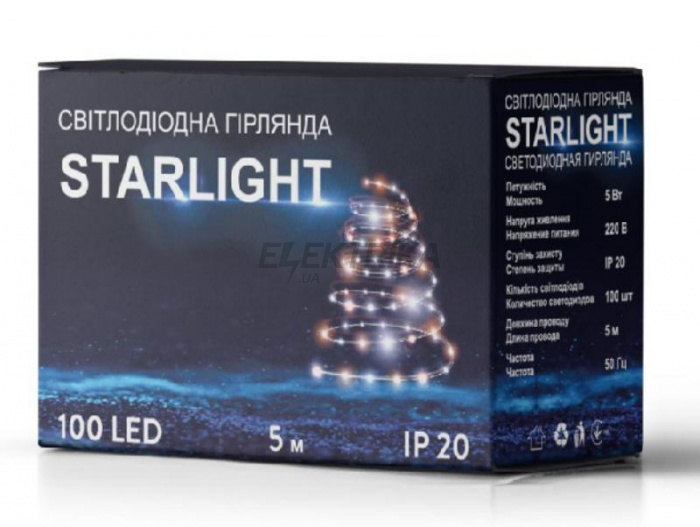 Гірлянда STARLIGHT лінійна теплий білий 100LED IP20 прозорий 5м (000057284)