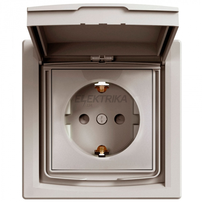 Розетка Schneider Electric Asfora із заземленням, шторки кришка бронза (EPH3100369)