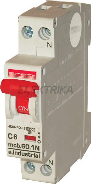 Автоматичний вимикач модульний E.NEXT e.industrial.mcb.60.1N.C20.thin, 1+N р, 20А, C, 6кА (i0170004)