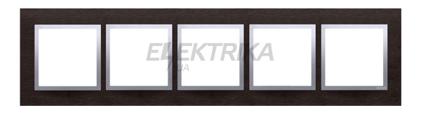 Рамка металева 5-постів Simon 54, нержавіюча сталь темна, вставка срібло