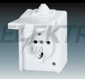 Розетка із заземленням та кришкою, білий, IP44, Praktik, Elektro-Praga